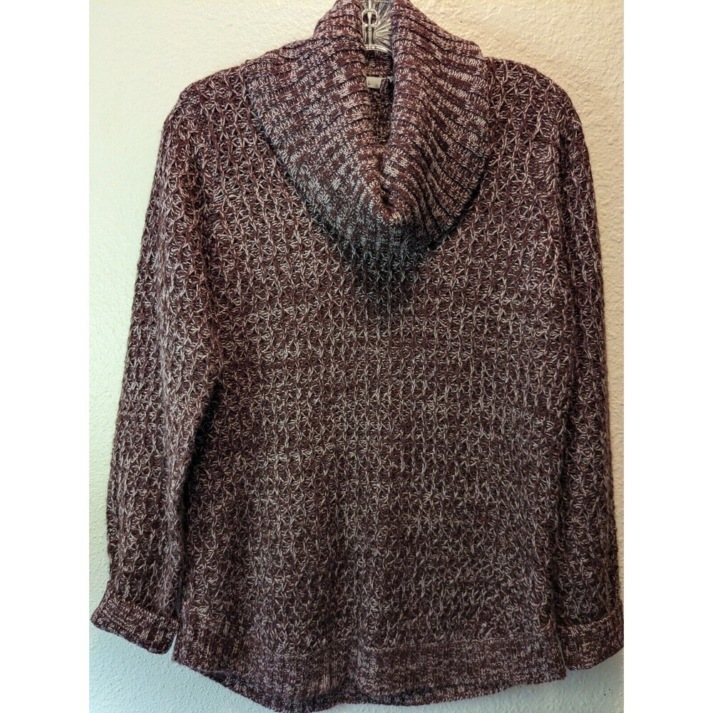 Jason Maxwell Womens Sweater Large Purple/White Loose Knit Cowl Neck pullover